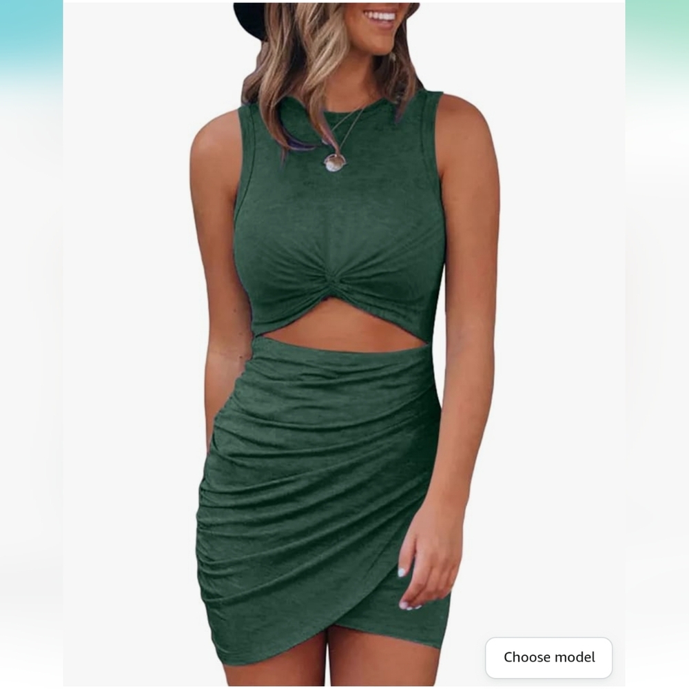 Elegant Green Sleeveless Dress